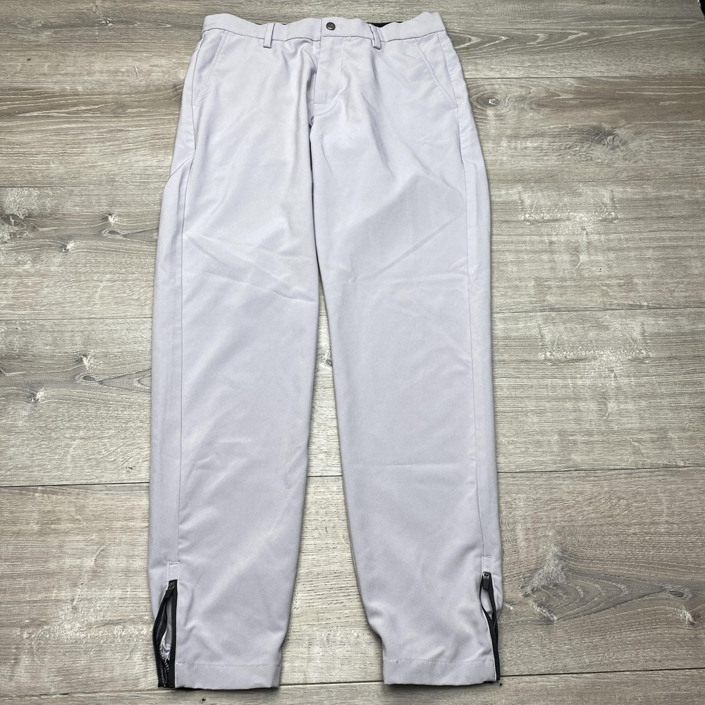Avalon‎ Golf Jogger Pants Mens 32 Gray Woven Stretch Zip Ankle Pockets Golf